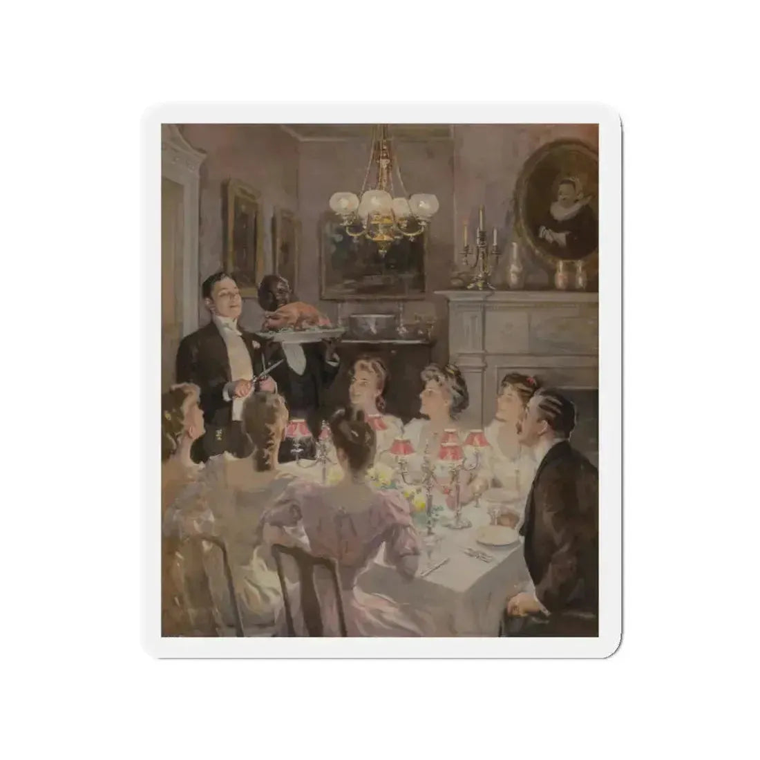 Merry Christmas, The Ladies Home Journal, December 1907 (Magazine Illustration) Refrigerator Magnet 3 Inch Die-Cut - The Sticker Space