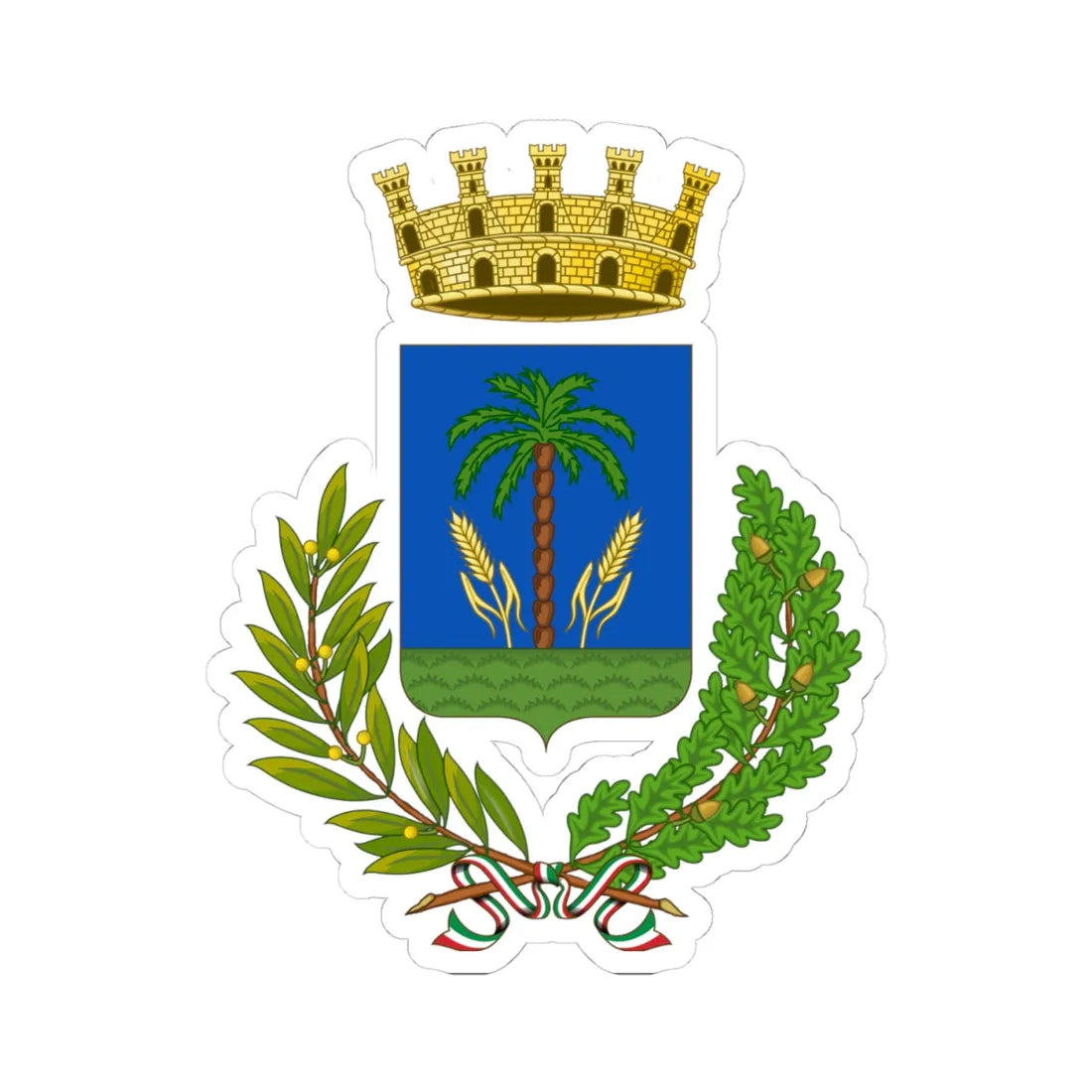 Mesagne-Stemma (Italy) (Coat of Arms) STICKER Vinyl Kiss-Cut Decal 4 Inch White - The Sticker Space