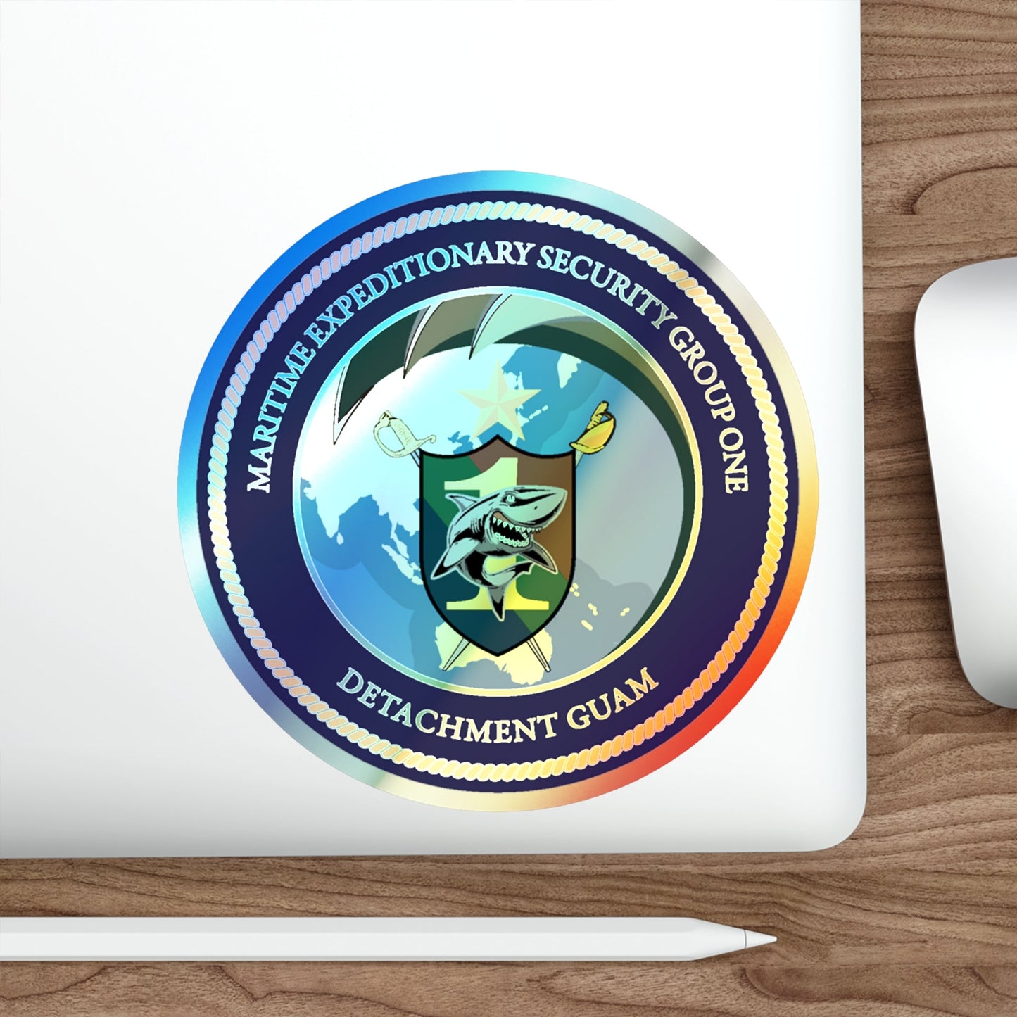 MESG 1 Det Guam Maritime Expeditionary Security Group One (U.S. Navy) Holographic STICKER Die-Cut Vinyl Decal-The Sticker Space