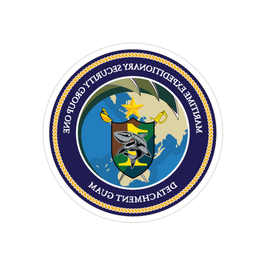 MESG 1 Det Guam Maritime Expeditionary Security Group One (U.S. Navy) REVERSE PRINT Transparent STICKER-2" × 2"-The Sticker Space