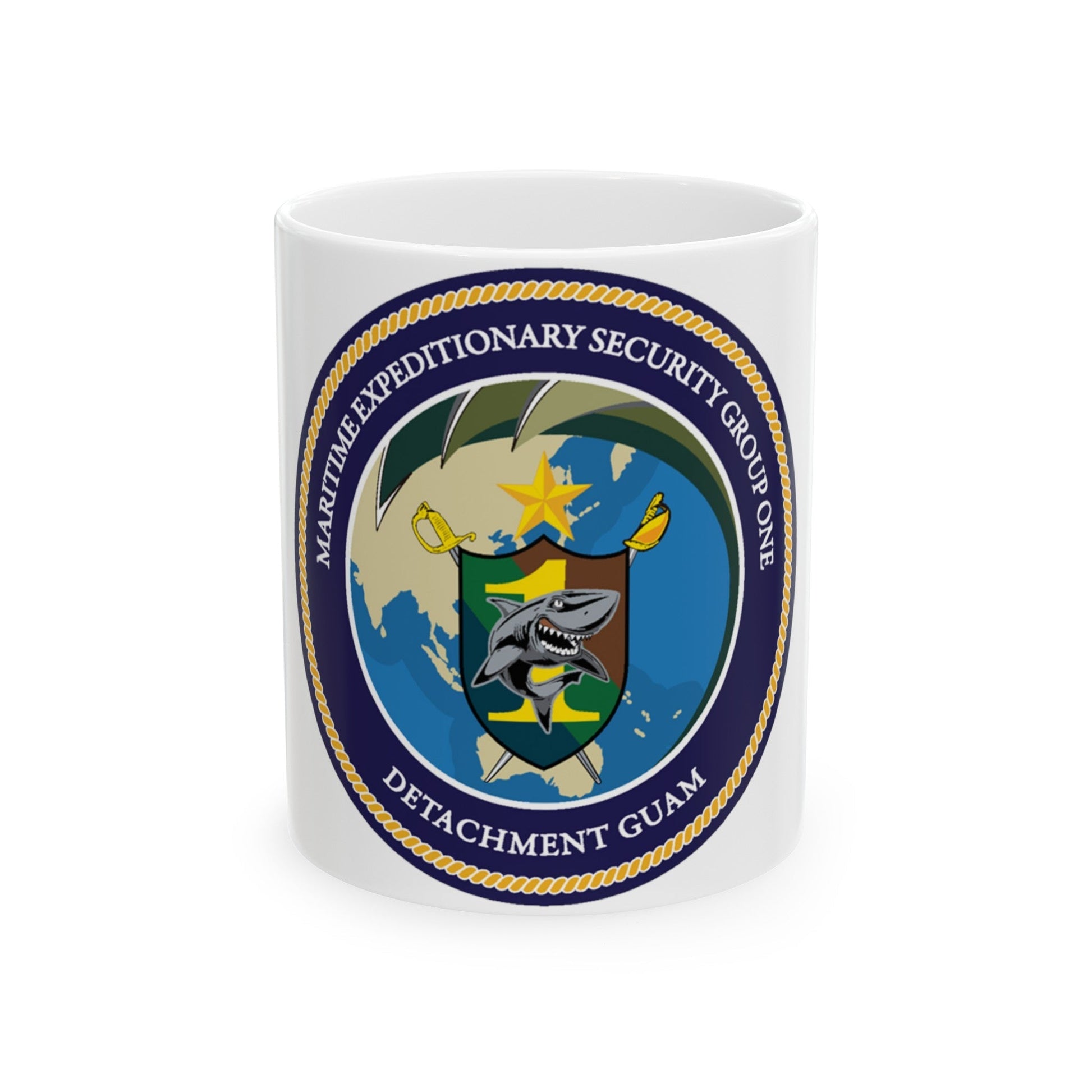 MESG 1 Det Guam Maritime Expeditionary Security Group One (U.S. Navy) White Coffee Mug-11oz-The Sticker Space