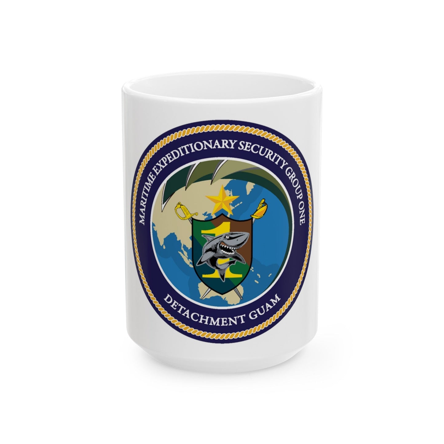 MESG 1 Det Guam Maritime Expeditionary Security Group One (U.S. Navy) White Coffee Mug-15oz-The Sticker Space