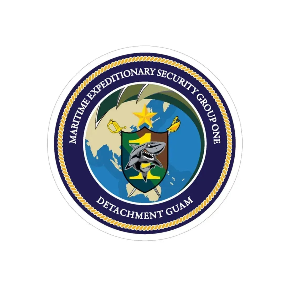 MESG 1 Det Guam Maritime Expeditionary Security Group One (U.S. Navy) Transparent STICKER Die-Cut Vinyl Decal 4 Inch Transparent - The Sticker Space