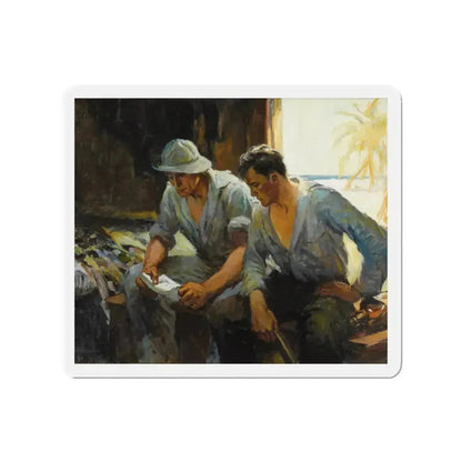 Message from Home (Magazine Illustration) Refrigerator Magnet 2 Inch Die-Cut - The Sticker Space