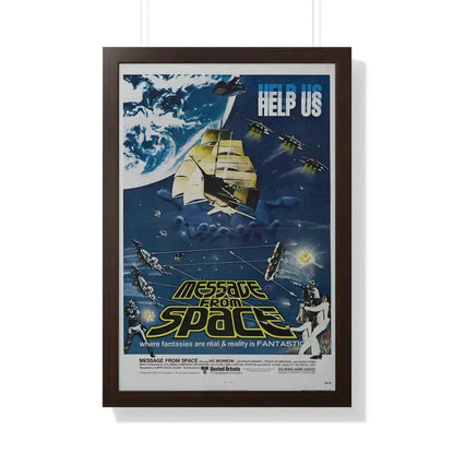 MESSAGE FROM SPACE 1978 - Framed Movie Poster 20" x 30" Walnut - The Sticker Space