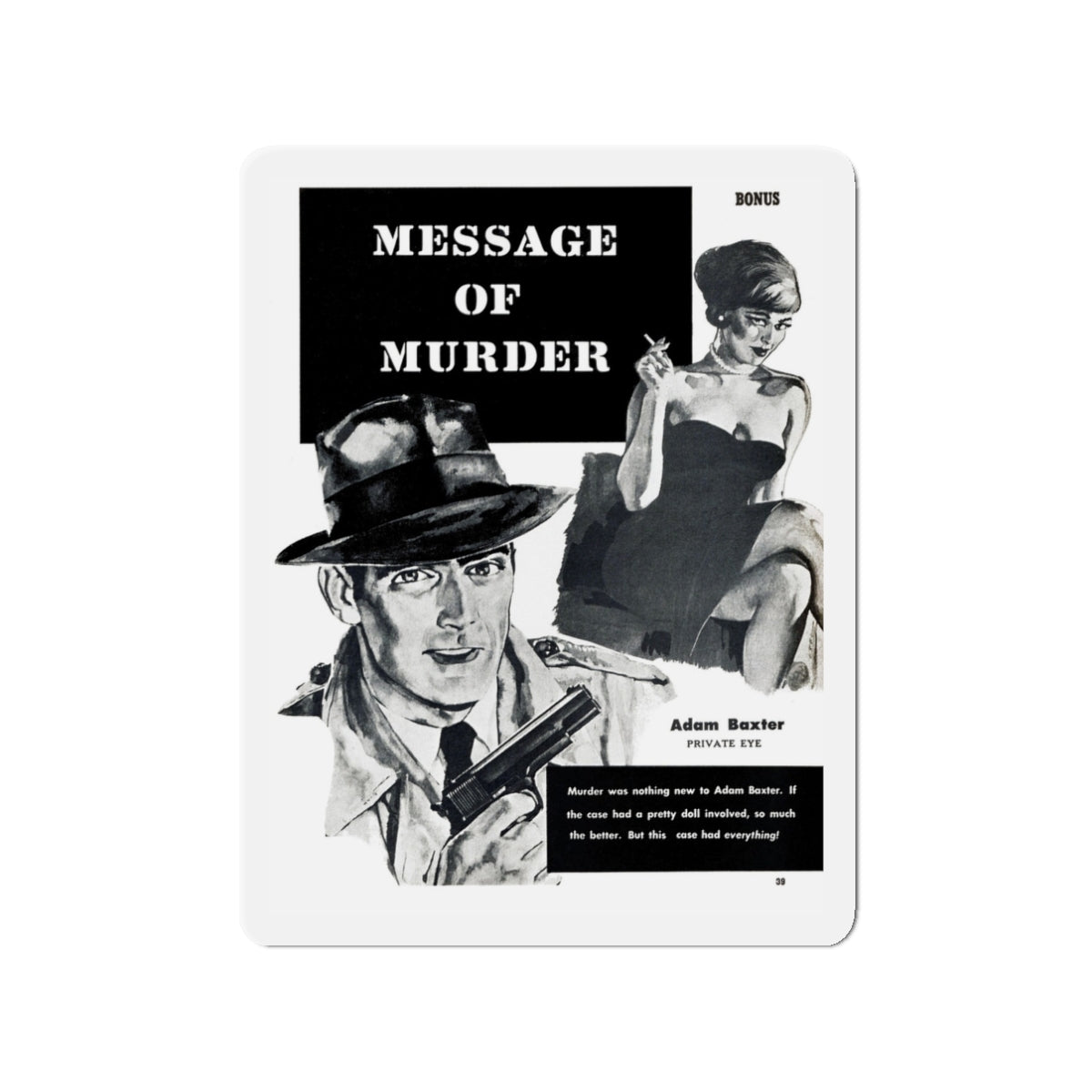 Message of Murder, Private Eye magazine, November 1959 (Magazine Illustration) Refrigerator Magnet