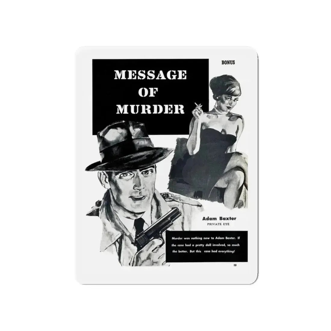 Message of Murder, Private Eye magazine, November 1959 (Magazine Illustration) Refrigerator Magnet 4 Inch - The Sticker Space