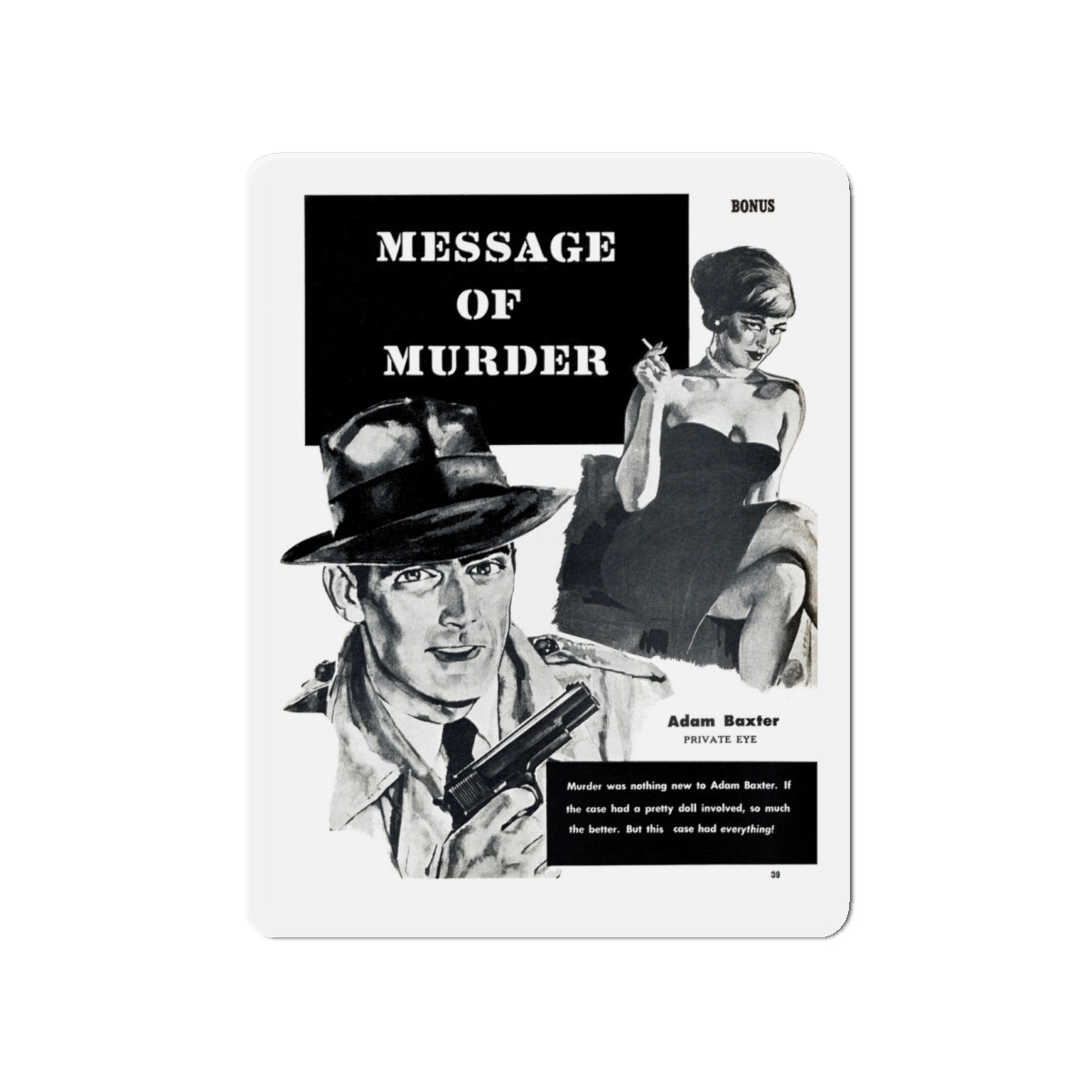 Message of Murder, Private Eye magazine, November 1959 (Magazine Illustration) Refrigerator Magnet