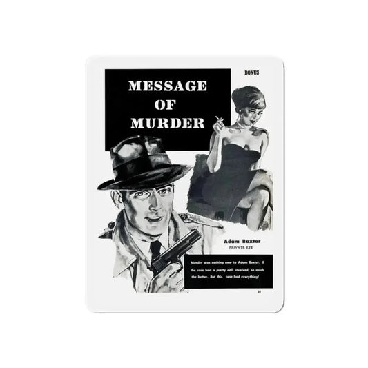 Message of Murder, Private Eye magazine, November 1959 (Magazine Illustration) Refrigerator Magnet 6 Inch - The Sticker Space