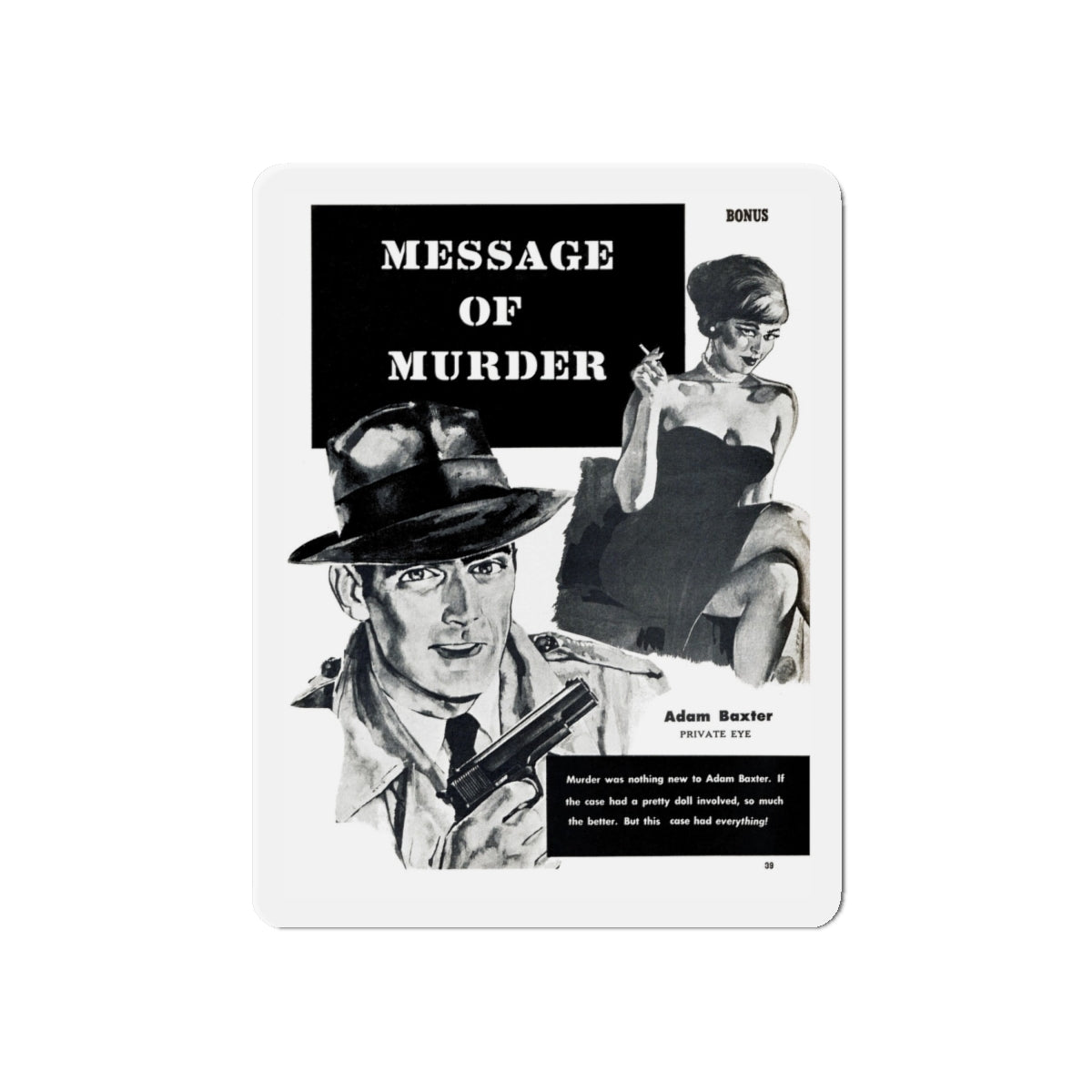 Message of Murder, Private Eye magazine, November 1959 (Magazine Illustration) Refrigerator Magnet