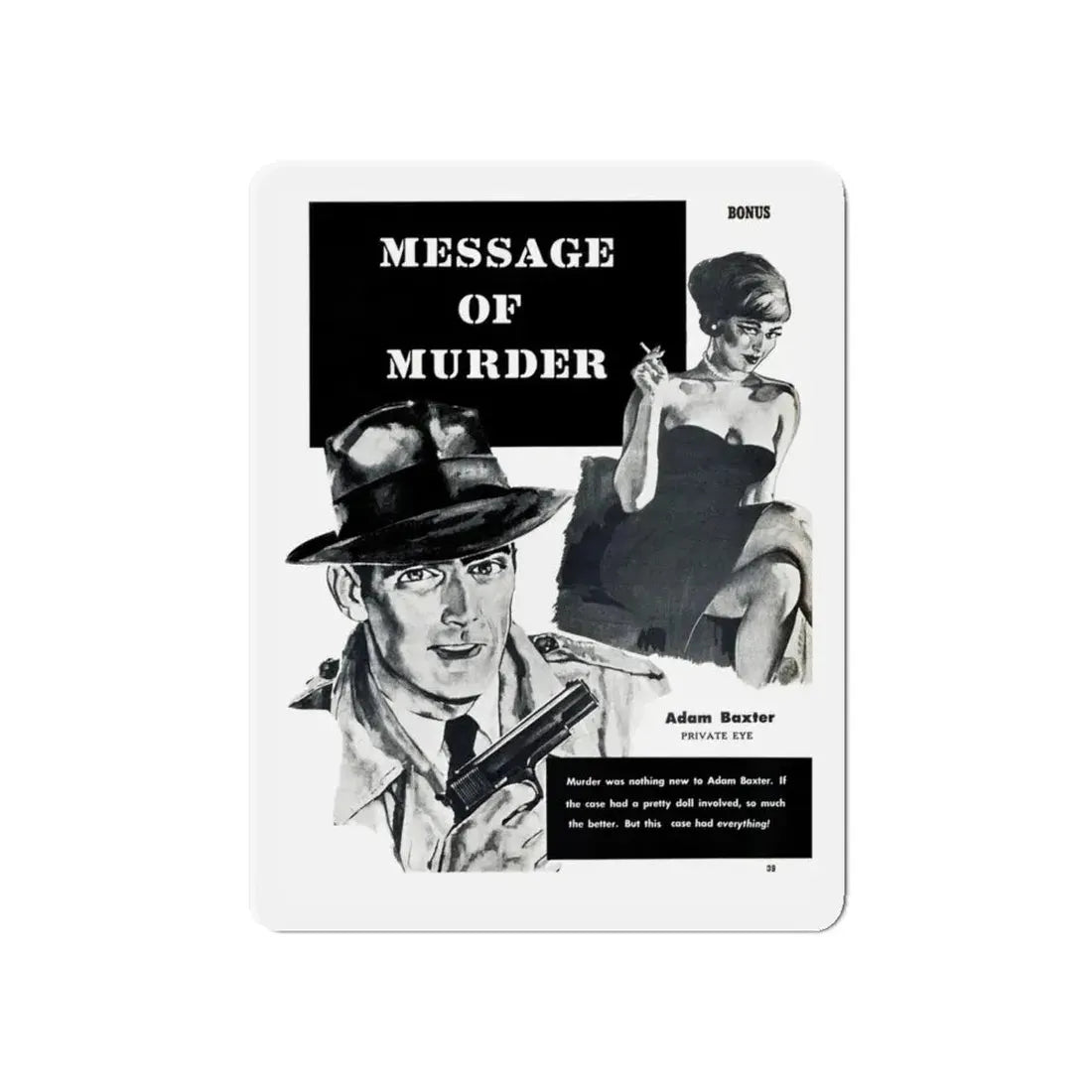 Message of Murder, Private Eye magazine, November 1959 (Magazine Illustration) Refrigerator Magnet - The Sticker Space
