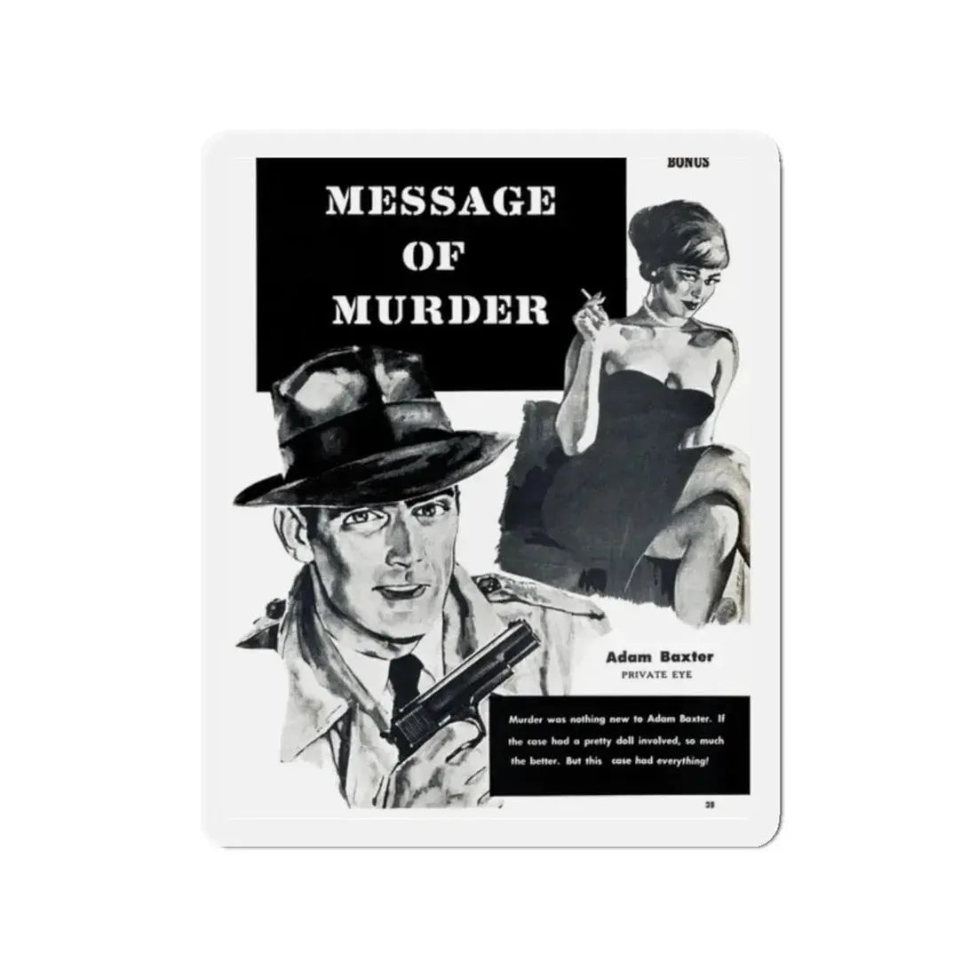 Message of Murder, Private Eye magazine, November 1959 (Magazine Illustration) Refrigerator Magnet - The Sticker Space
