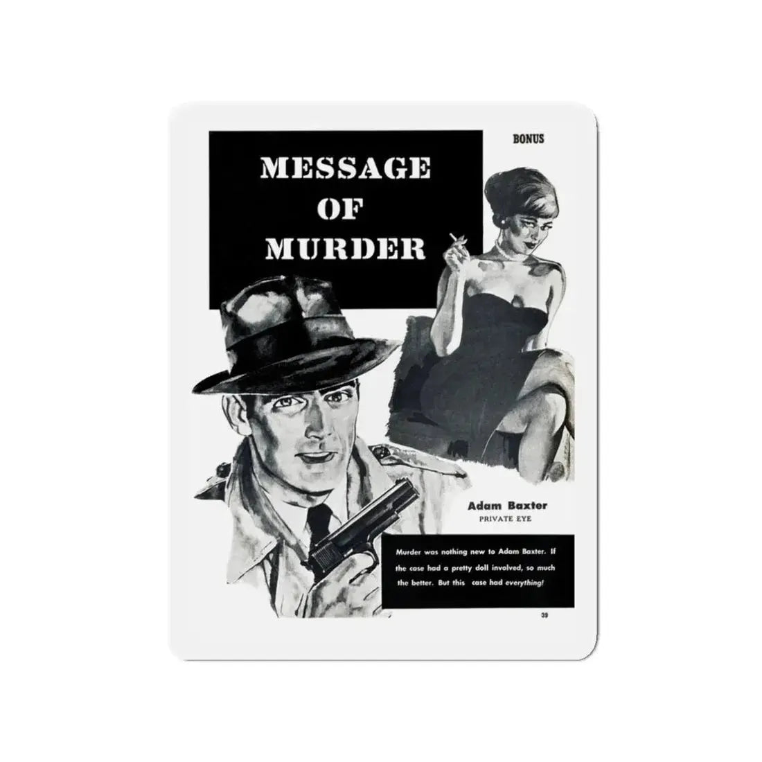 Message of Murder, Private Eye magazine, November 1959 (Magazine Illustration) Refrigerator Magnet - The Sticker Space