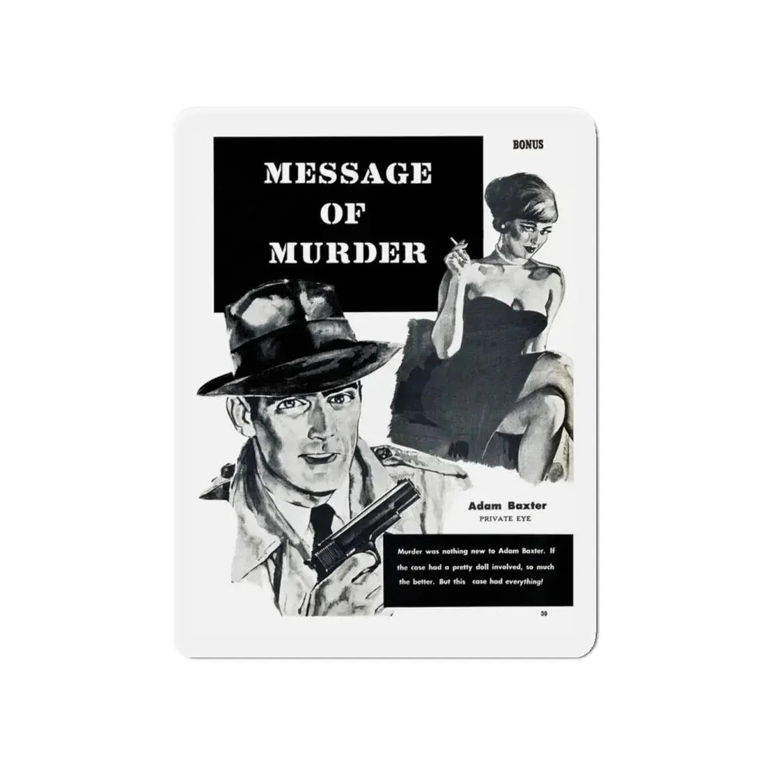 Message of Murder, Private Eye magazine, November 1959 (Magazine Illustration) Refrigerator Magnet - The Sticker Space