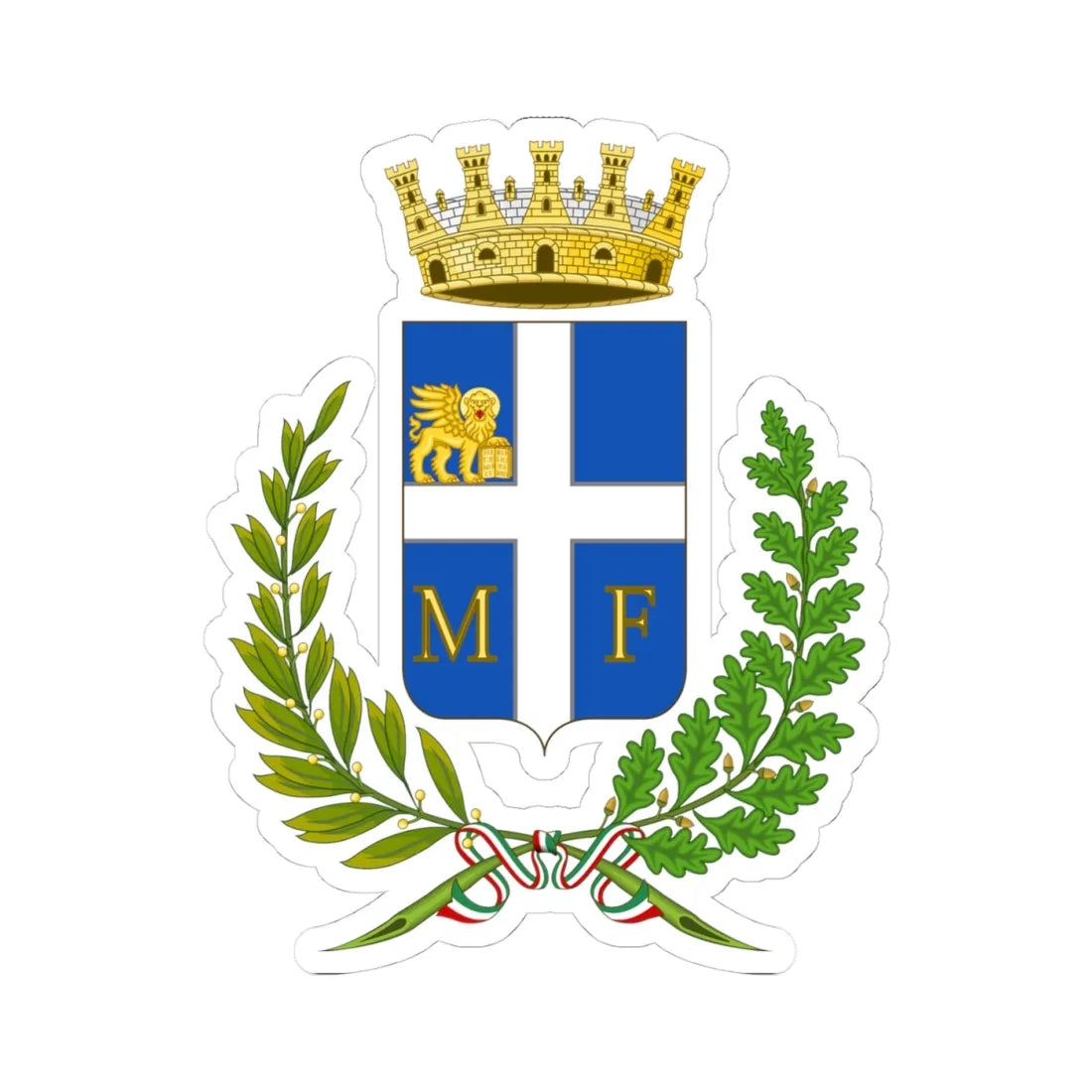 Mestre-Stemma (Italy) (Coat of Arms) STICKER Vinyl Kiss-Cut Decal 4 Inch White - The Sticker Space