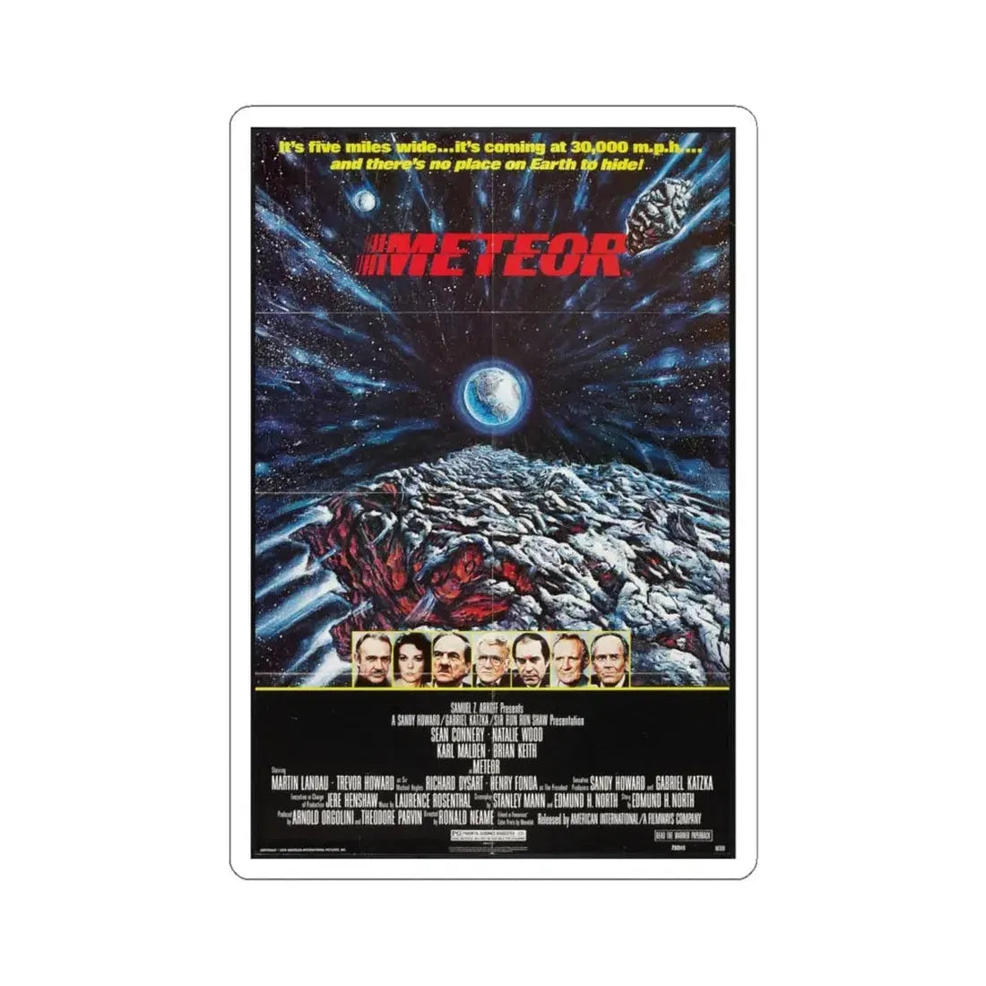 METEOR 1979 Movie Poster - STICKER Vinyl Kiss-Cut Decal 6 Inch White - The Sticker Space