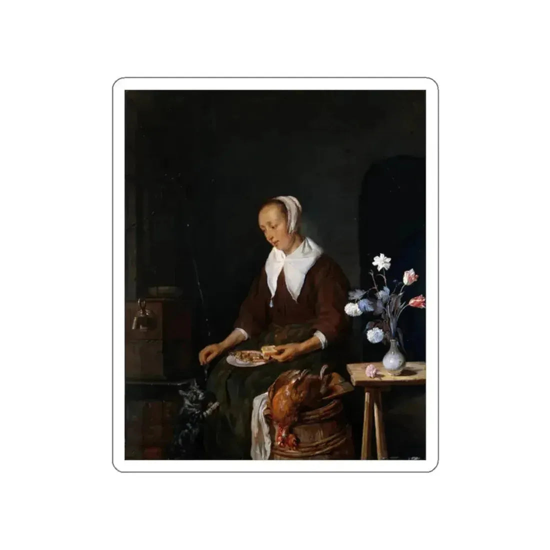 METSU, Gabriel - Woman Eating (Artwork) STICKER Vinyl Die-Cut Decal White Die-Cut 2 Inch - The Sticker Space