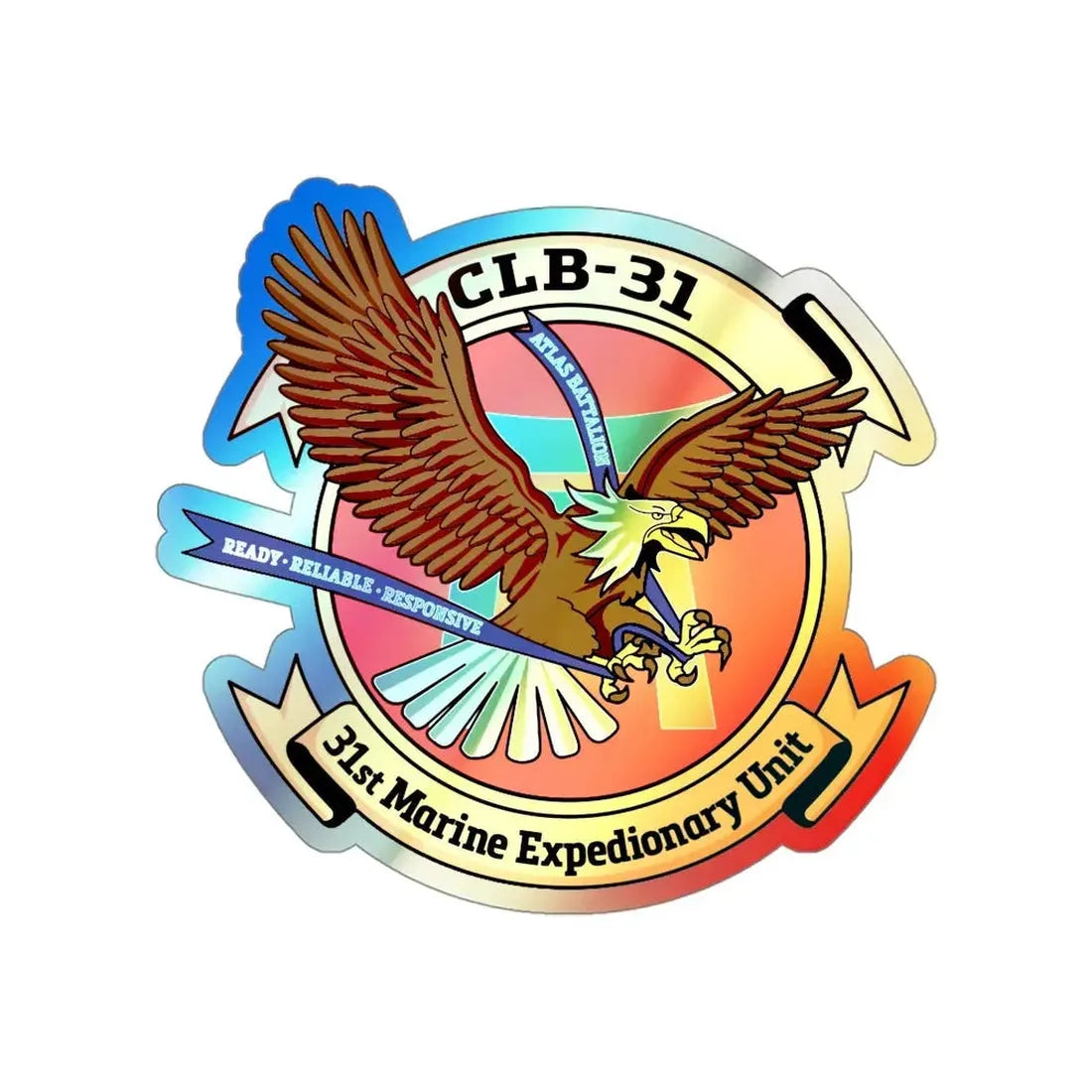 MEU CLB 31 (USMC) Holographic STICKER Die-Cut Vinyl Decal 4 Inch Holographic - The Sticker Space