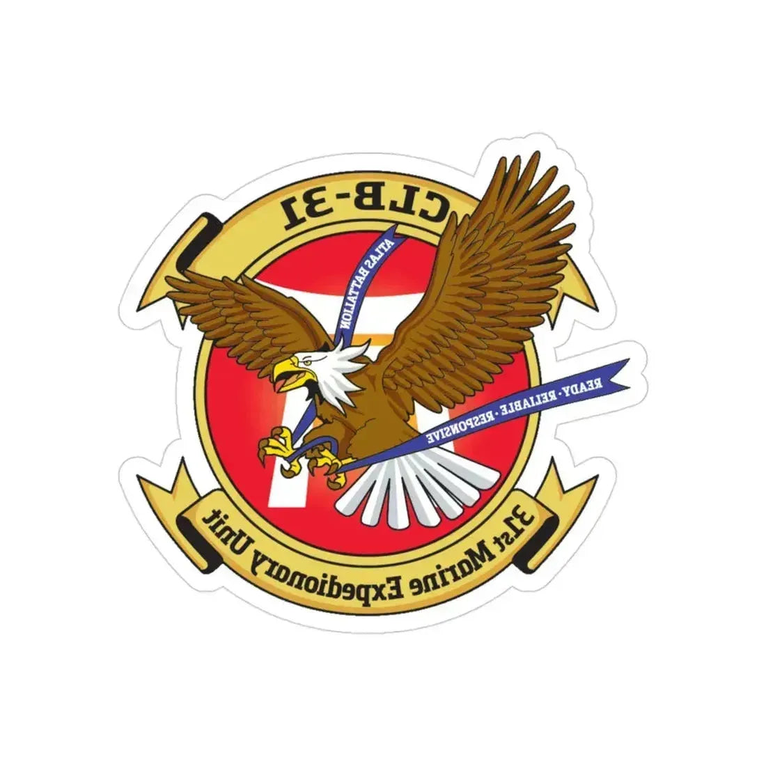 MEU CLB 31 (USMC) REVERSE PRINT Transparent Die-Cut STICKER 3 Inch Die-Cut Transparent - The Sticker Space