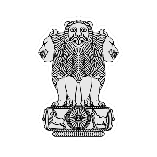 Meuble héraldique chapiteau aux lions dAshoka (India) (Coat of Arms) STICKER Vinyl Kiss-Cut Decal 2 Inch White - The Sticker Space