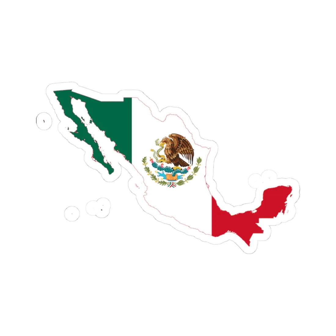Mexico Flag Map (Mexico) STICKER Vinyl Kiss-Cut Decal 3 Inch White - The Sticker Space