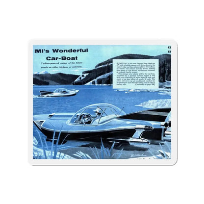 MI's Wonderful Car-Boat (Magazine Illustration) Refrigerator Magnet - The Sticker Space