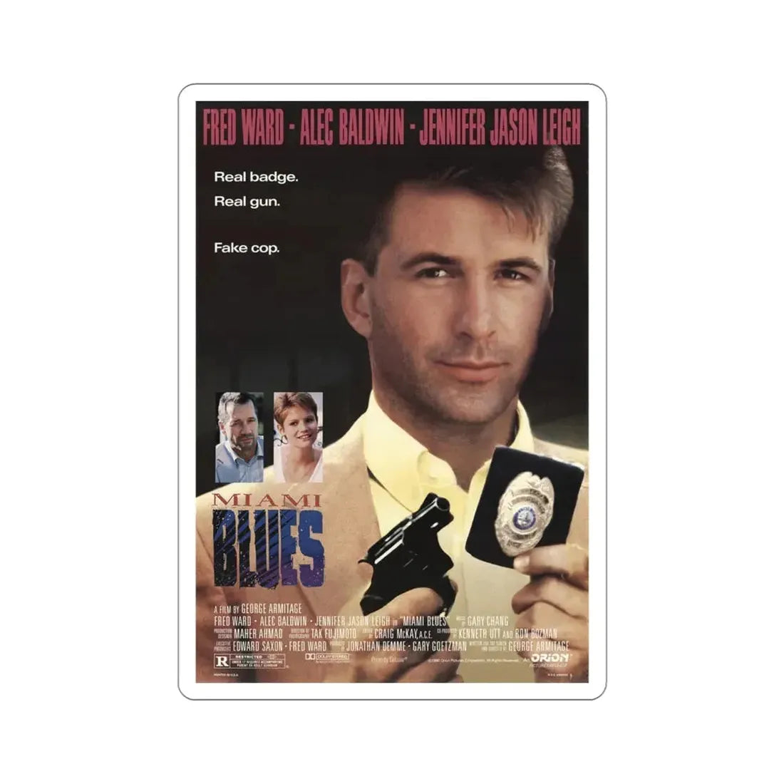 Miami Blues 1990 Movie Poster STICKER Vinyl Die-Cut Decal 4 Inch - The Sticker Space