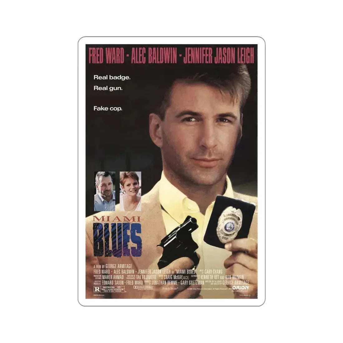 Miami Blues 1990 Movie Poster STICKER Vinyl Die-Cut Decal 6 Inch - The Sticker Space