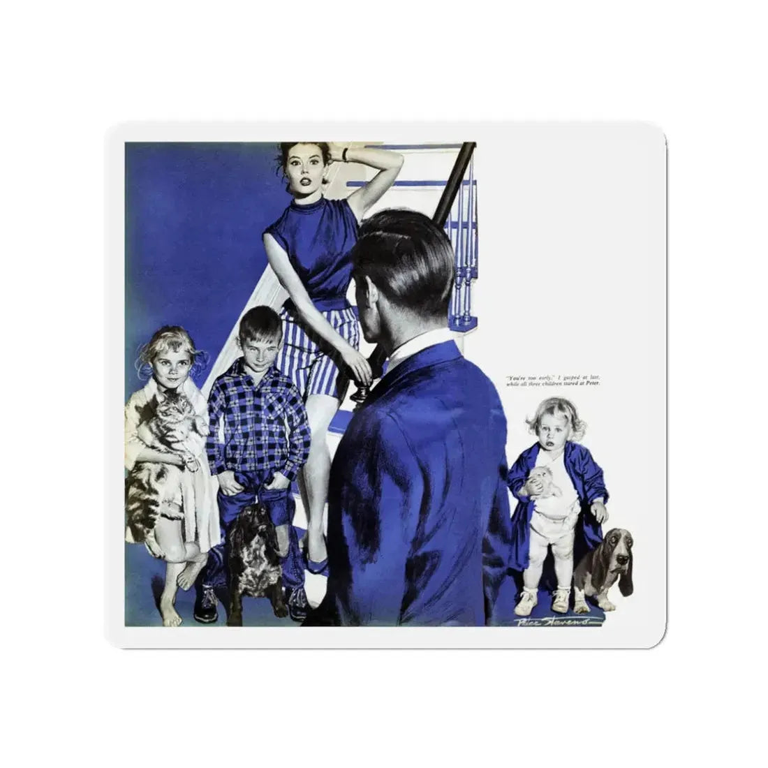 Michael and the Dragon, Woman's Day, August 1958 (Magazine Illustration) Refrigerator Magnet - The Sticker Space