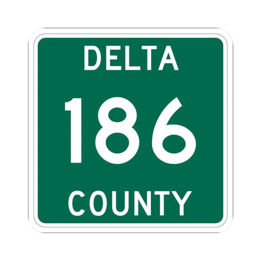 Michigan 186 Delta County (Michigan) (Road Sign) STICKER Vinyl Kiss-Cut Decal 2 Inch White - The Sticker Space
