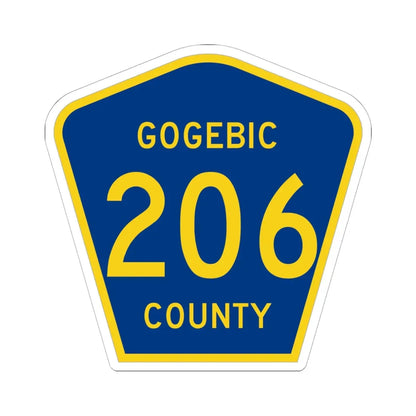 Michigan 206 Gogebic County (Michigan) (Road Sign) STICKER Vinyl Kiss-Cut Decal 6 Inch White - The Sticker Space