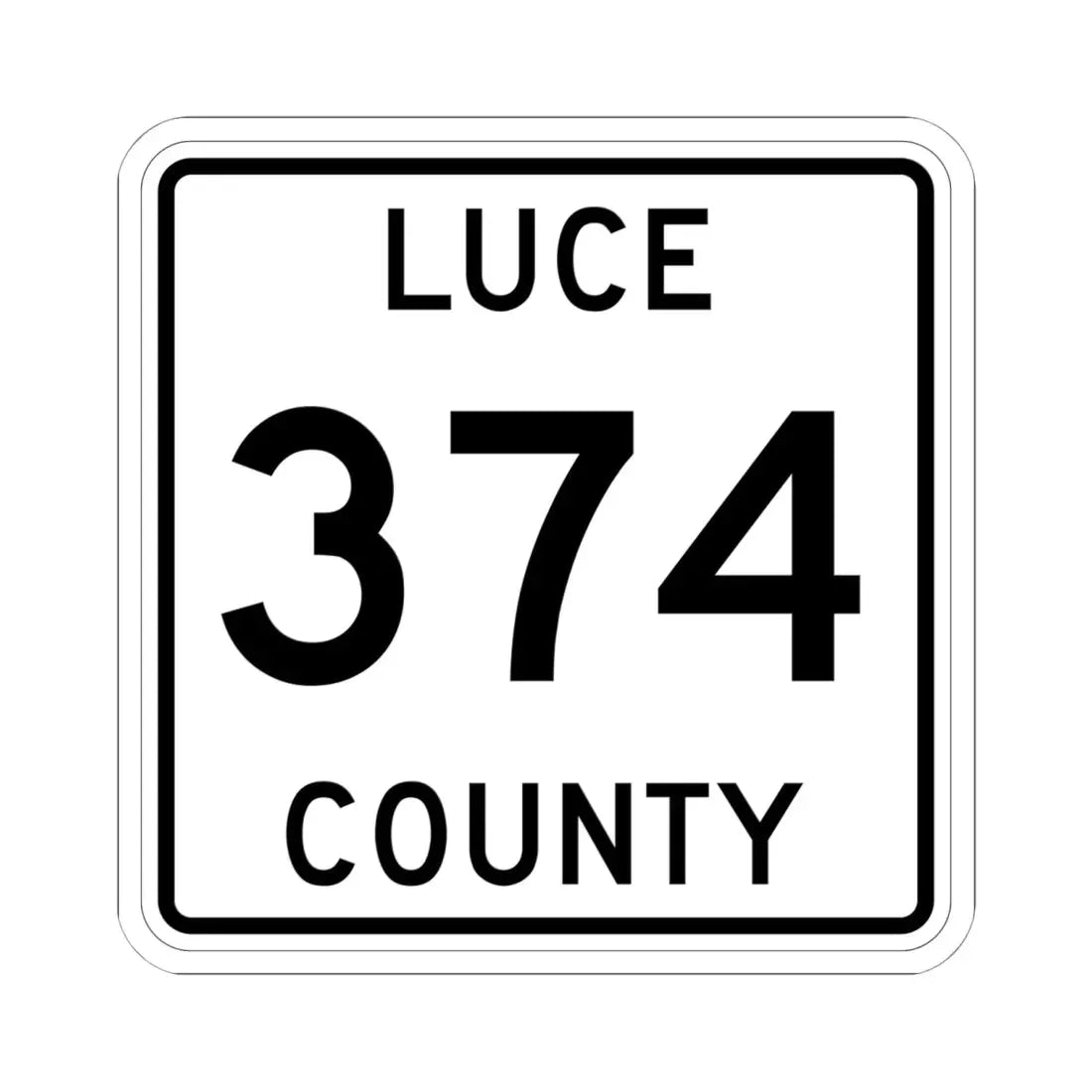Michigan 374 Luce County (Michigan) (Road Sign) STICKER Vinyl Kiss-Cut Decal 6 Inch White - The Sticker Space