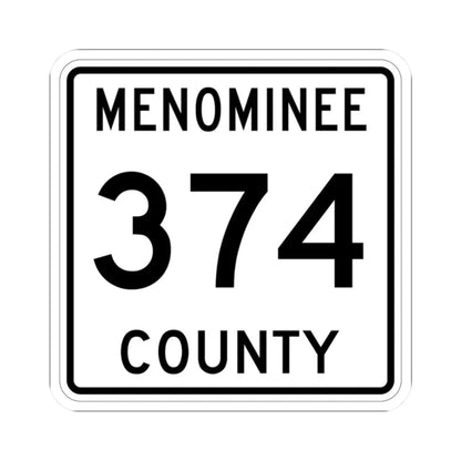 Michigan 374 Menominee County (Michigan) (Road Sign) STICKER Vinyl Kiss-Cut Decal 2 Inch White - The Sticker Space