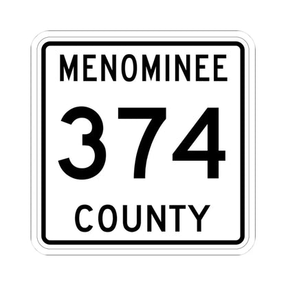 Michigan 374 Menominee County (Michigan) (Road Sign) STICKER Vinyl Kiss-Cut Decal 3 Inch White - The Sticker Space