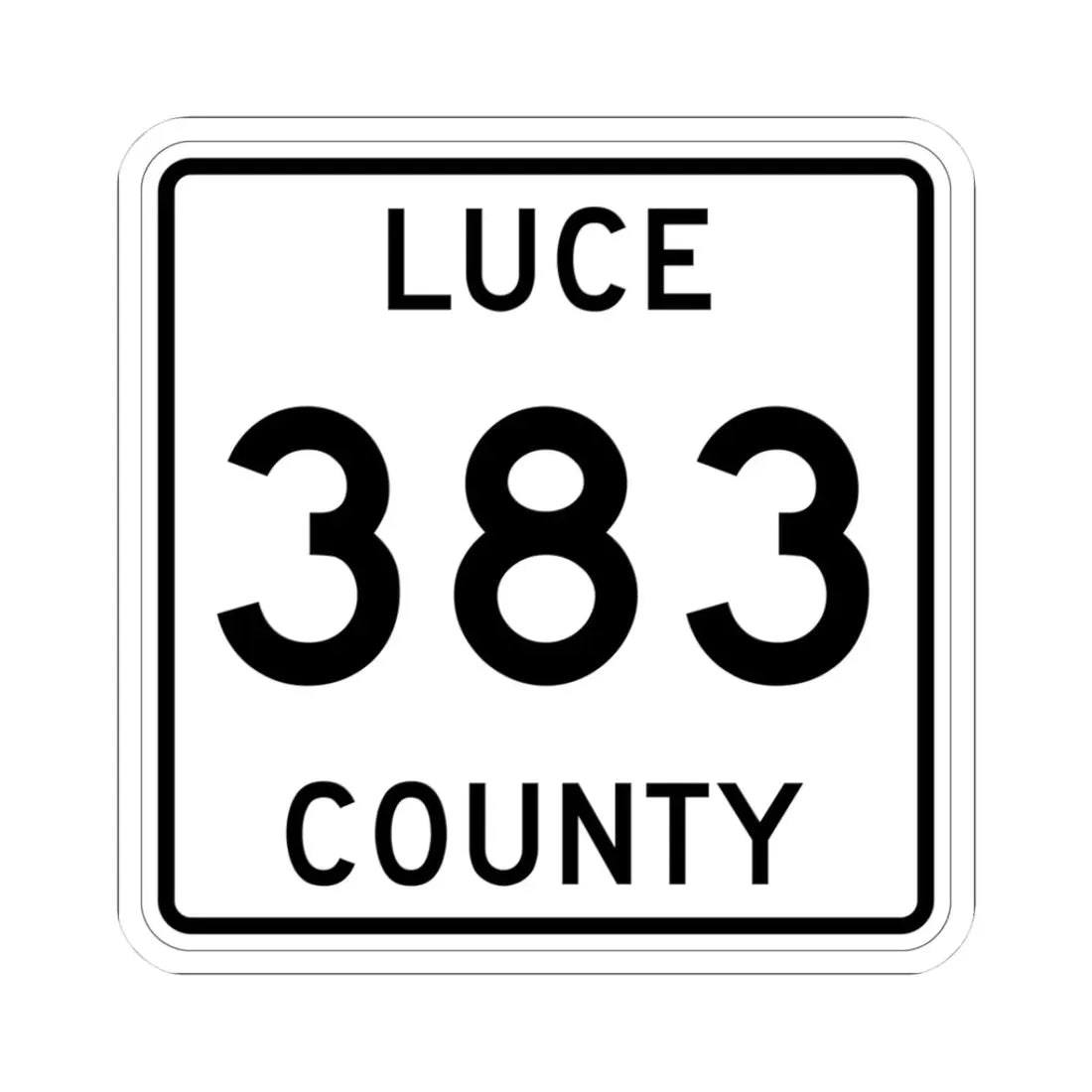 Michigan 383 Luce County (Michigan) (Road Sign) STICKER Vinyl Kiss-Cut Decal 3 Inch White - The Sticker Space