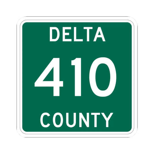Michigan 410 Delta County (Michigan) (Road Sign) STICKER Vinyl Kiss-Cut Decal 2 Inch White - The Sticker Space