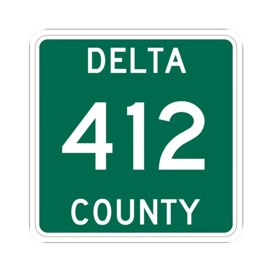 Michigan 412 Delta County (Michigan) (Road Sign) STICKER Vinyl Kiss-Cut Decal 2 Inch White - The Sticker Space