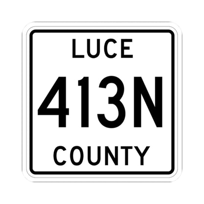 Michigan 413N Luce County (Michigan) (Road Sign) STICKER Vinyl Kiss-Cut Decal 2 Inch White - The Sticker Space