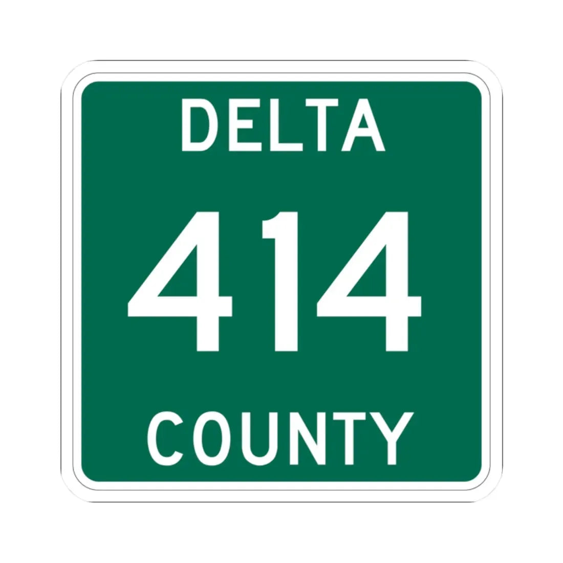 Michigan 414 Delta County (Michigan) (Road Sign) STICKER Vinyl Kiss-Cut Decal 2 Inch White - The Sticker Space