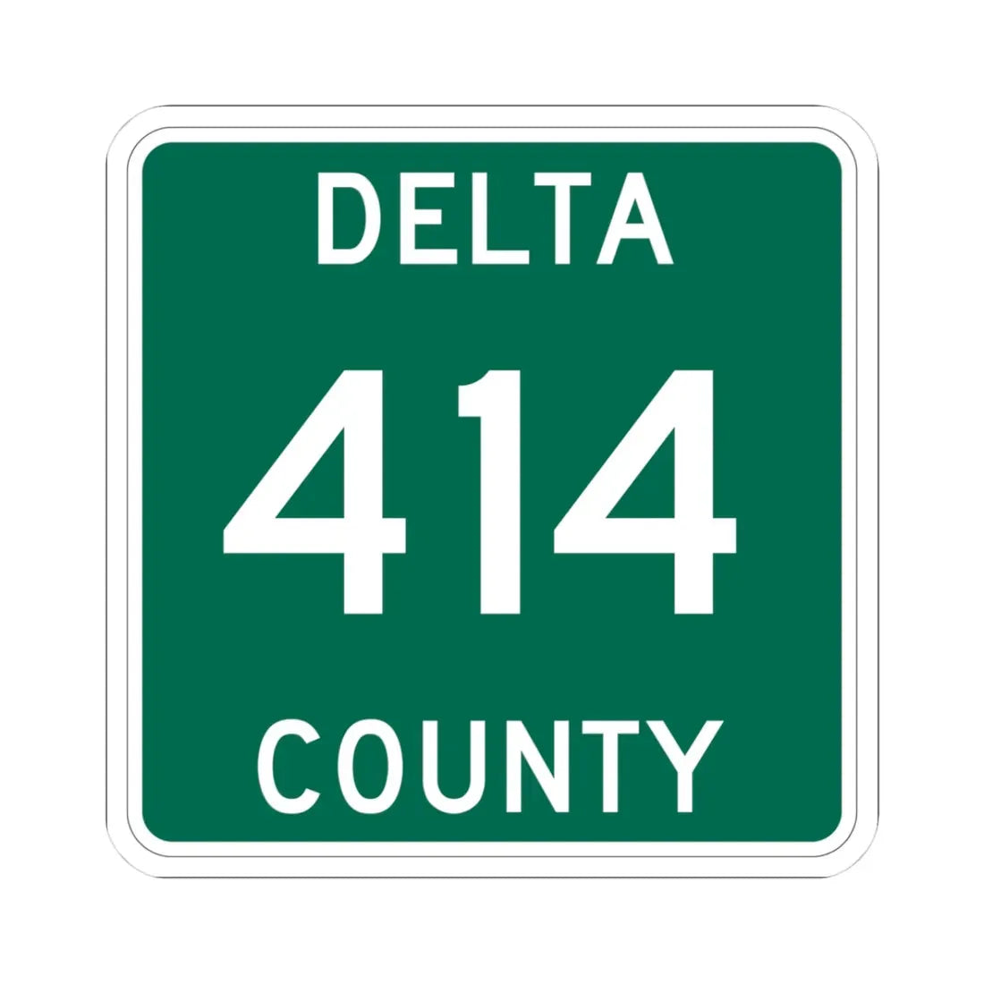 Michigan 414 Delta County (Michigan) (Road Sign) STICKER Vinyl Kiss-Cut Decal 3 Inch White - The Sticker Space
