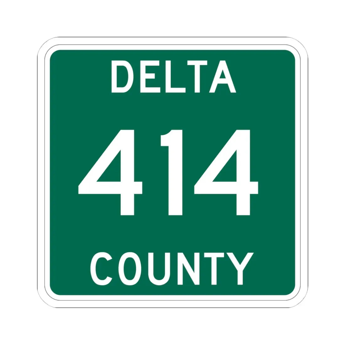Michigan 414 Delta County (Michigan) (Road Sign) STICKER Vinyl Kiss-Cut Decal 4 Inch White - The Sticker Space