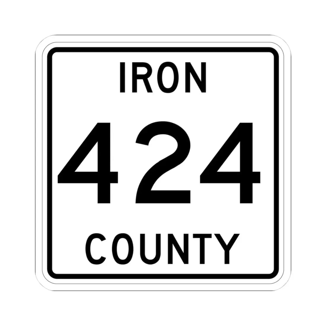Michigan 424 Iron County (Michigan) (Road Sign) STICKER Vinyl Kiss-Cut Decal 3 Inch White - The Sticker Space