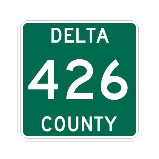 Michigan 426 Delta County (Michigan) (Road Sign) STICKER Vinyl Kiss-Cut Decal 2 Inch White - The Sticker Space