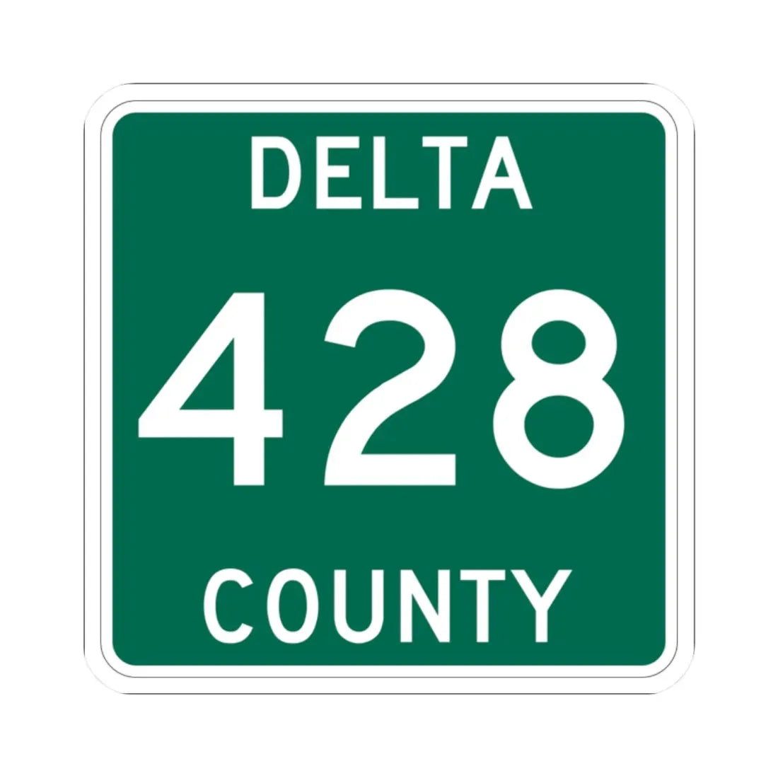 Michigan 428 Delta County (Michigan) (Road Sign) STICKER Vinyl Kiss-Cut Decal 2 Inch White - The Sticker Space