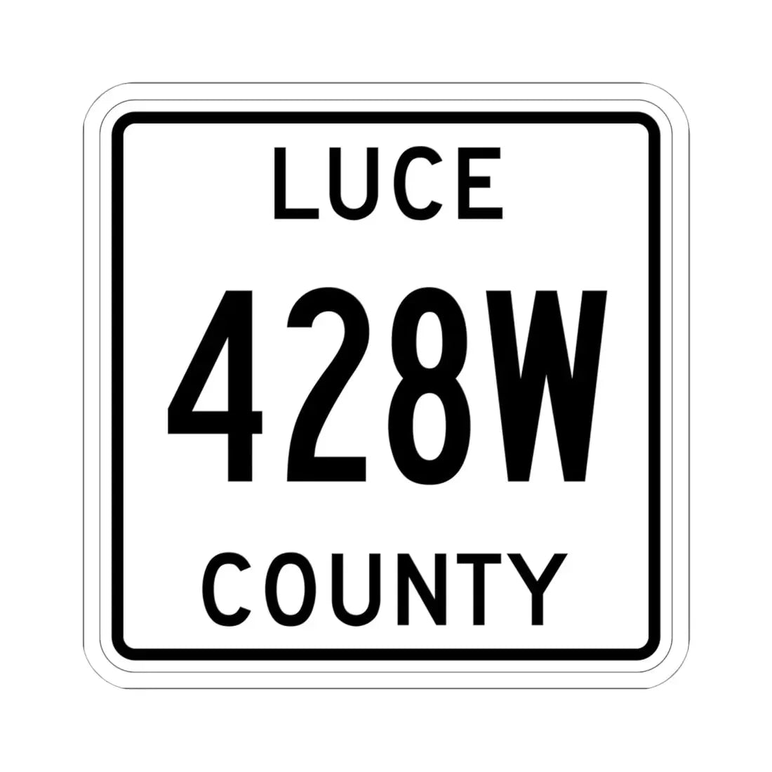 Michigan 428W Luce County (Michigan) (Road Sign) STICKER Vinyl Kiss-Cut Decal 6 Inch White - The Sticker Space