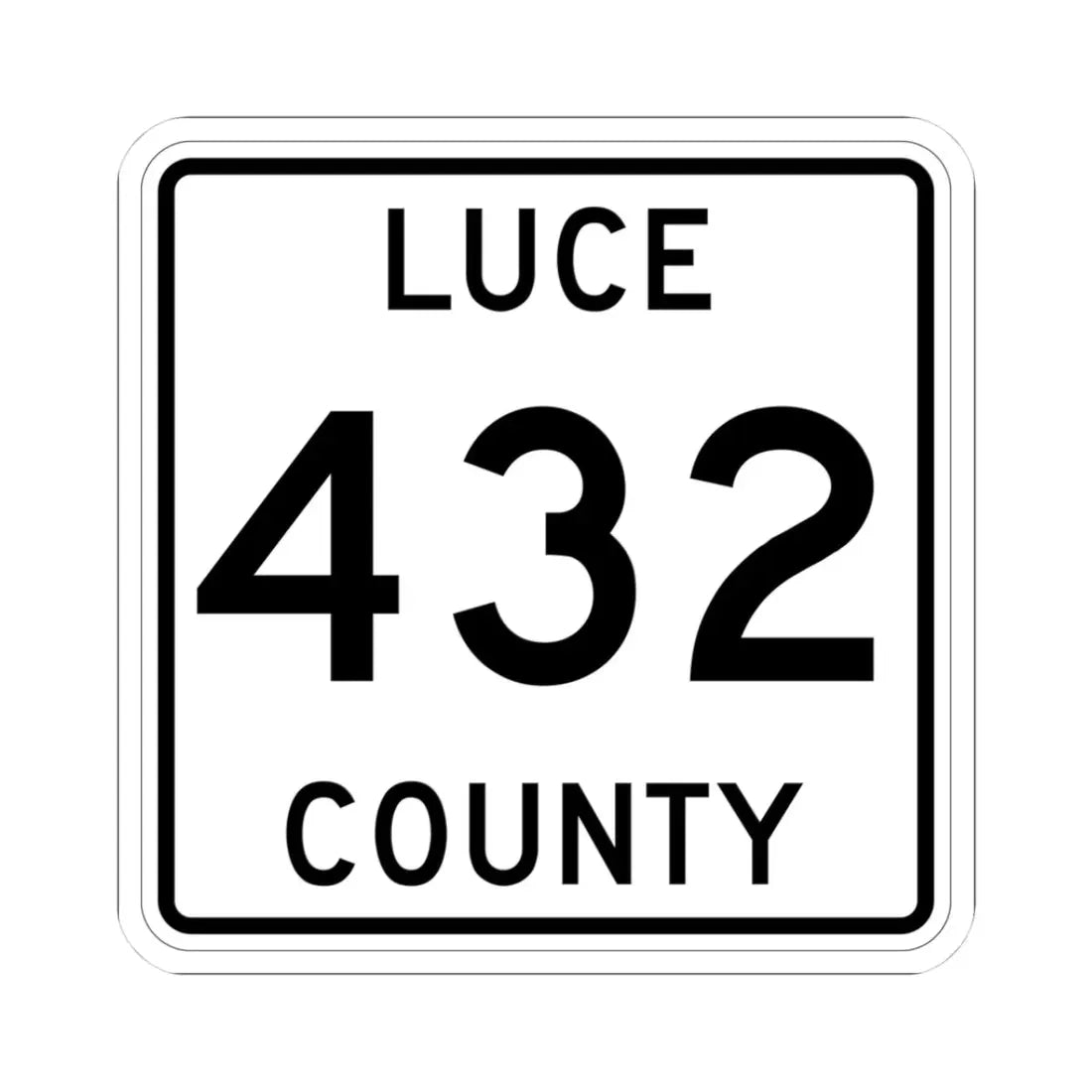 Michigan 432 Luce County (Michigan) (Road Sign) STICKER Vinyl Kiss-Cut Decal 3 Inch White - The Sticker Space