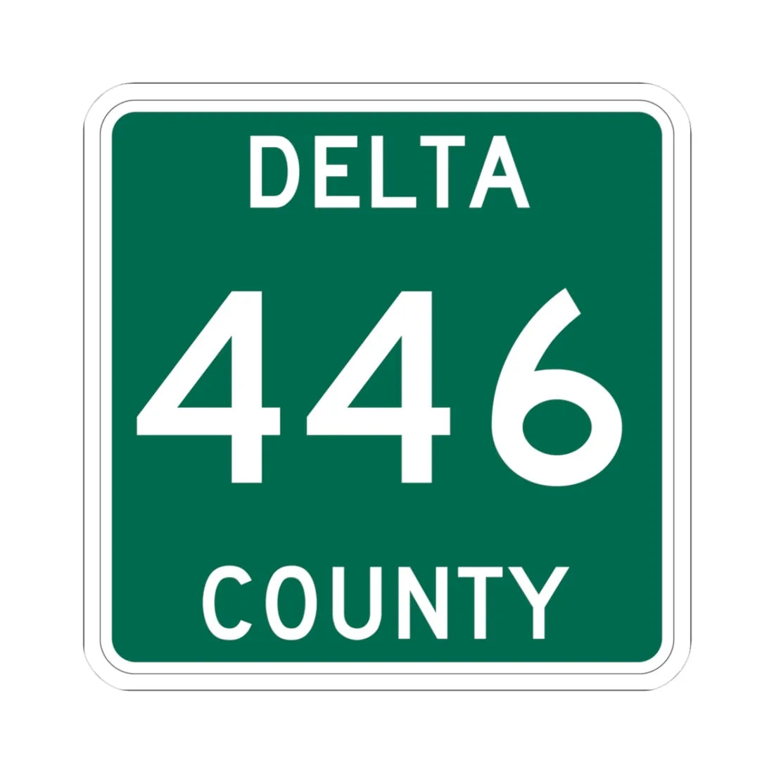 Michigan 446 Delta County (Michigan) (Road Sign) STICKER Vinyl Kiss-Cut Decal 3 Inch White - The Sticker Space