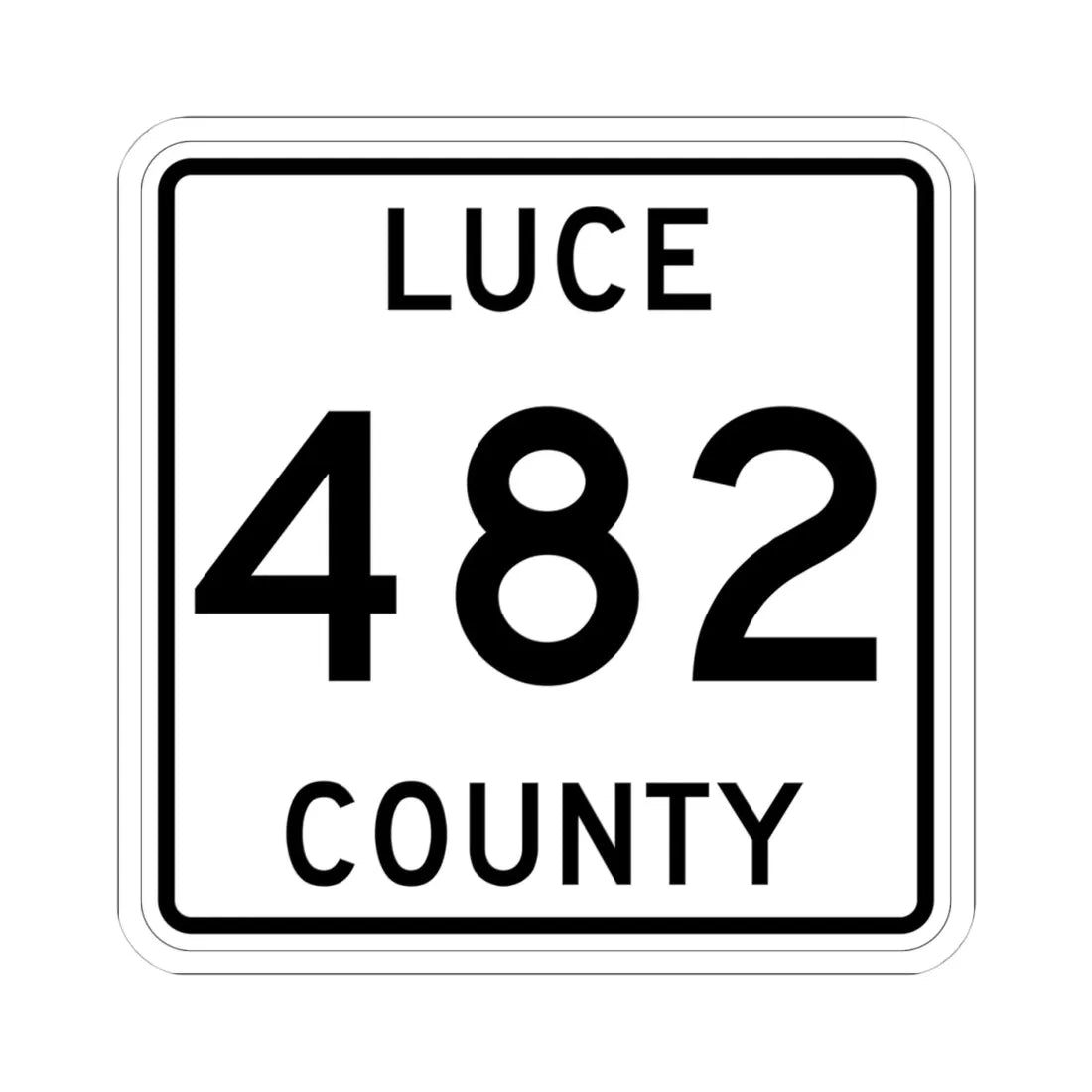 Michigan 482 Luce County (Michigan) (Road Sign) STICKER Vinyl Kiss-Cut Decal 4 Inch White - The Sticker Space