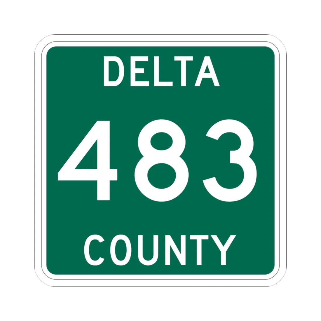 Michigan 483 Delta County (Michigan) (Road Sign) STICKER Vinyl Kiss-Cut Decal 3 Inch White - The Sticker Space