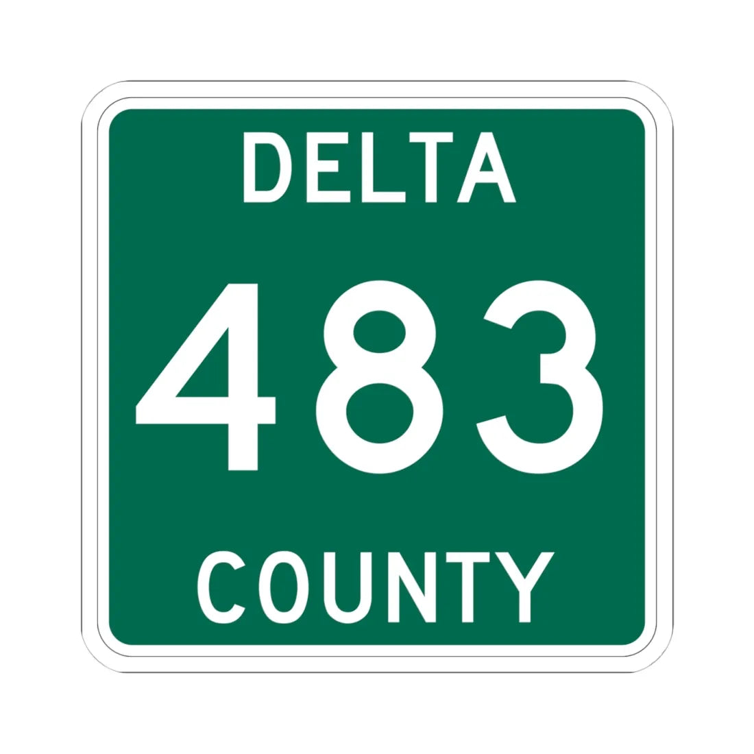Michigan 483 Delta County (Michigan) (Road Sign) STICKER Vinyl Kiss-Cut Decal 4 Inch White - The Sticker Space
